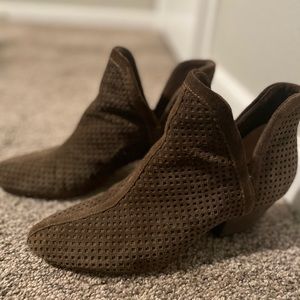 Dark brown suede ankle booties